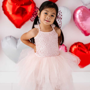 Baby Kids Bamboo Pajamas — Blush Sequin Tulle Tutu Dress — Image 1