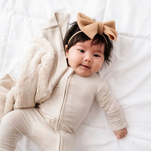 Baby Kids Bamboo Pajamas — Cream Puff Luxe Minky Blanket — Image 1
