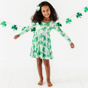 Baby Kids Bamboo Pajamas — Happy Go Lucky Girls Dress & Shorts Set — Image 1