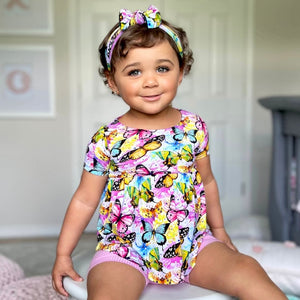 Baby Kids Bamboo Pajamas — Flutter Away Girls Top & Shorts Set- FINAL SALE — Image 1