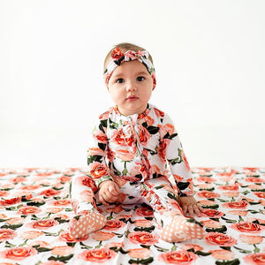 Baby Kids Bamboo Pajamas — Rosy Cheeks Ruffle Footie- FINAL SALE — Image 1
