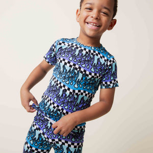 Baby Kids Bamboo Pajamas — Fast & Curious Short Sleeve Pajama Set — Image 1