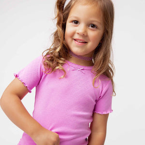 Baby Kids Bamboo Pajamas — Pencil Pink Pointelle Top — Image 1