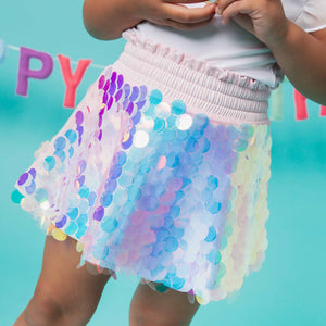 Baby Kids Bamboo Pajamas — Pink Sparkle Sequin Skort — Image 1