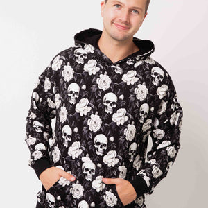 Baby Kids Bamboo Pajamas — Bones and Roses Adult Unisex Hoodie — Image 1