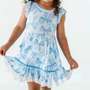 Baby Kids Bamboo Pajamas — Bow Sweet Bow Girls Party Dress — Image 1