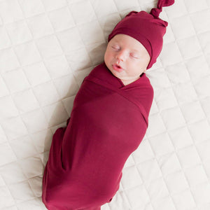 Baby Kids Bamboo Pajamas — Berry Dramatic Swaddle & Beanie Set — Image 1