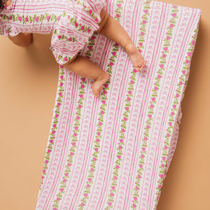 Baby Kids Bamboo Pajamas — Bowquet of Roses Changing Pad Cover — Image 1