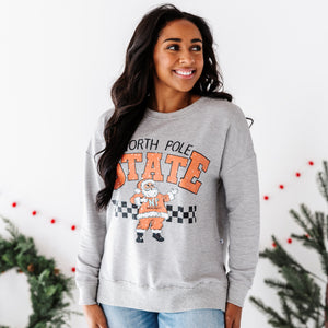 Baby Kids Bamboo Pajamas — North Pole State Women's Crew Neck Sweatshirt — Image 1