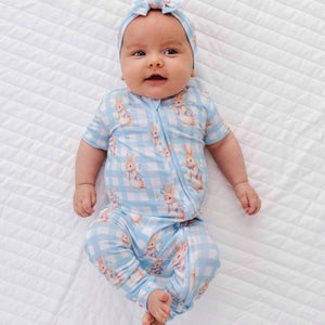 Baby Kids Bamboo Pajamas — Cottontail Cutie Short Sleeve Romper — Image 1