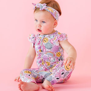 Baby Kids Bamboo Pajamas — Could've Pooled Me Cap Sleeve Romper — Image 1