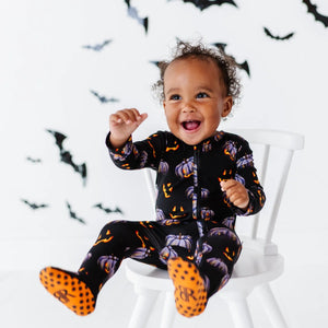 Baby Kids Bamboo Pajamas — Creepin' it Real Footie — Image 1