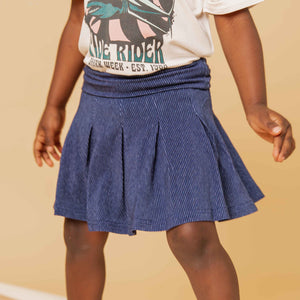 Baby Kids Bamboo Pajamas — Dark Denim Girls Skort — Image 1