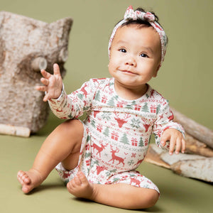 Baby Kids Bamboo Pajamas — Deer to Dream Long Sleeve Ruffle Dress — Image 1