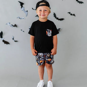 Baby Kids Bamboo Pajamas — Fright Club T-Shirt & Shorts Set — Image 1