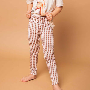 Baby Kids Bamboo Pajamas — Gingham Style Bamboo Leggings — Image 1