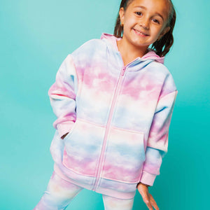 Baby Kids Bamboo Pajamas — Head In the Pastels Zip-Up Heavyweight Hoodie — Image 1