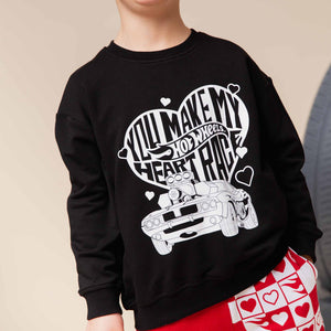Baby Kids Bamboo Pajamas — Hot Wheels™ Racing Hearts Crew Neck Sweatshirt — Image 1