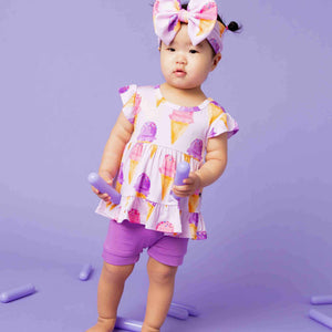 Baby Kids Bamboo Pajamas — Inside Scoop Cap Sleeve Peplum & Bottoms Set — Image 1