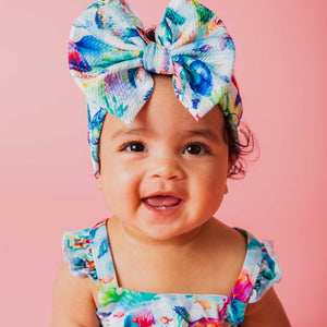 Baby Kids Bamboo Pajamas — The Turtle Package Biggie Bow — Image 1
