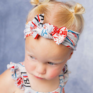 Baby Kids Bamboo Pajamas — Lil' Patch of America Headwrap — Image 1