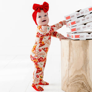 Baby Kids Bamboo Pajamas — Little Pizza Heaven Footie — Image 1