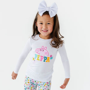 Baby Kids Bamboo Pajamas — Peppa Pig™ Long Sleeve Top & Leggings — Image 1