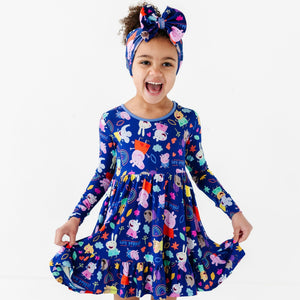 Baby Kids Bamboo Pajamas — Peppa Pig™ & Friends Girls Dress & Shorts Set — Image 1