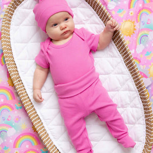 Baby Kids Bamboo Pajamas — Pinky Promise Infant Ribbed Layette Set — Image 1