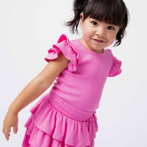 Baby Kids Bamboo Pajamas — Pinky Promise Ribbed Cap Sleeve Top — Image 1