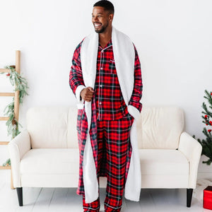 Baby Kids Bamboo Pajamas — You Plaid Me At Hello Adult Plush Robe — Image 1