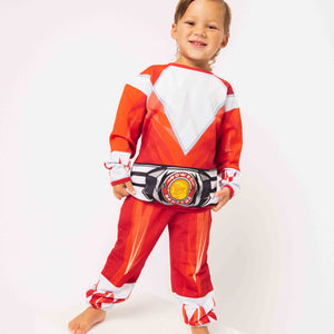 Baby Kids Bamboo Pajamas — Power Rangers Red Ranger Jogger Set — Image 1