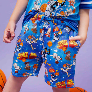 Baby Kids Bamboo Pajamas — Space Jam™ Varsity Shorts — Image 1