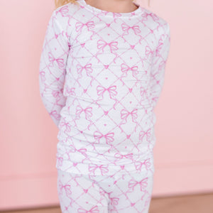 Baby Kids Bamboo Pajamas — Take A Bow Two-Piece Pajama Set - Long Sleeve — Image 1