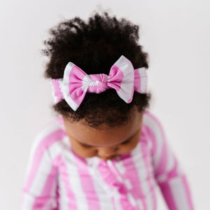 Baby Kids Bamboo Pajamas — Tickle Me Pink Headwrap — Image 1