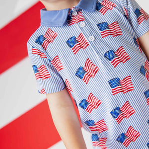 Baby Kids Bamboo Pajamas — Wave the Way Boys Polo — Image 1