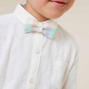 Baby Kids Bamboo Pajamas — Well Plaid Bow Tie — Image 1