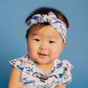 Baby Kids Bamboo Pajamas — Whalecome to the Party Headwrap — Image 1