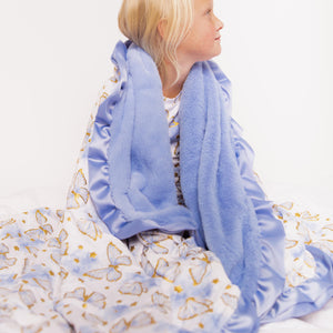 Baby Kids Bamboo Pajamas — Wish Upon A Wing Ruffled Minky Blanket — Image 1