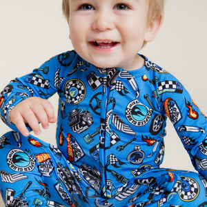 Baby Kids Bamboo Pajamas — Hot Wheels™ Born To Race Convertible Romper — Image 4
