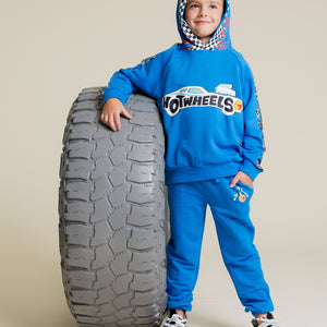 Baby Kids Bamboo Pajamas — Hot Wheels™ Born To Race Varsity Hoodie & Relaxed Jogger Pants Set — Image 1