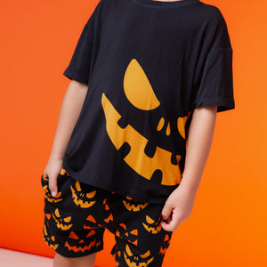Baby Kids Bamboo Pajamas — Grin Reaper Short Sleeve T-Shirt & Shorts Set — Image 2