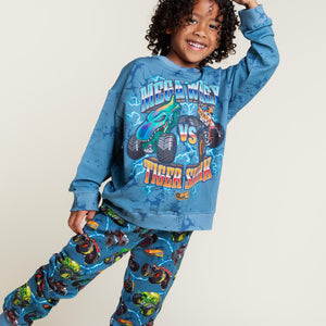 Baby Kids Bamboo Pajamas — Hot Wheels™ Monster Trucks Relaxed Fit Jogger Set — Image 1