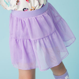 Baby Kids Bamboo Pajamas — Purple Doodles Tulle Skort — Image 1