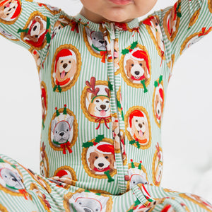 Baby Kids Bamboo Pajamas — Paw-liday Portraits Convertible Romper — Image 1