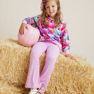 Baby Kids Bamboo Pajamas — Pretty Little Patch Crew Neck Sweatshirt & Bell Bottoms Set — Image 5
