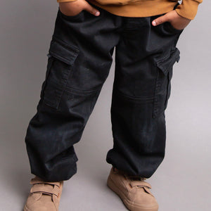 Baby Kids Bamboo Pajamas — Black Cargo Pants — Image 1