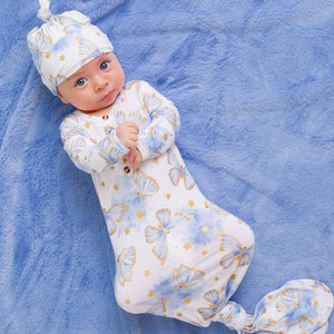 Baby Kids Bamboo Pajamas — Wish Upon a Wing Knotted Gown & Beanie Set — Image 1