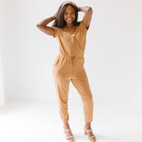 Baby Kids Bamboo Pajamas — Honey Women's Short Sleeve Romper — Image 1