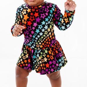 Baby Kids Bamboo Pajamas — Seeing Stars Ruffle Dress — Image 1